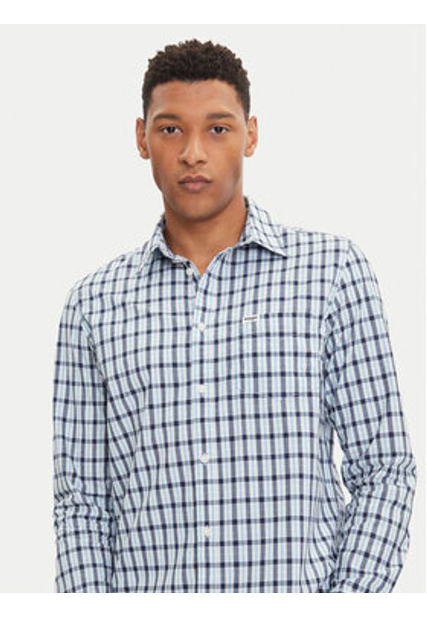Wrangler Koszula 1 Pkt 112371552 Niebieski Regular Fit. Kolor: niebieski. Materiał: bawełna