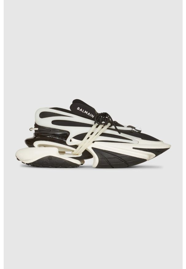 Balmain - BALMAIN Czarno-białe sneakersy męskie Unicorn, Rozmiar 46. Kolor: czarny. Materiał: skóra, materiał
