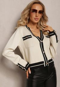 Renee - Beżowy Kardigan Zapinany z Wiskozy Iriama. Kolor: beżowy. Materiał: wiskoza. Sezon: jesień, zima #5