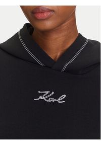 Karl Lagerfeld - KARL LAGERFELD Bluza A3W20011 Czarny Relaxed Fit. Typ kołnierza: dekolt w karo. Kolor: czarny. Materiał: bawełna #4