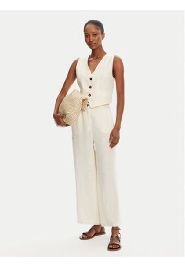 Marella Kamizelka Anemone 2515151012 Écru Regular Fit. Materiał: len