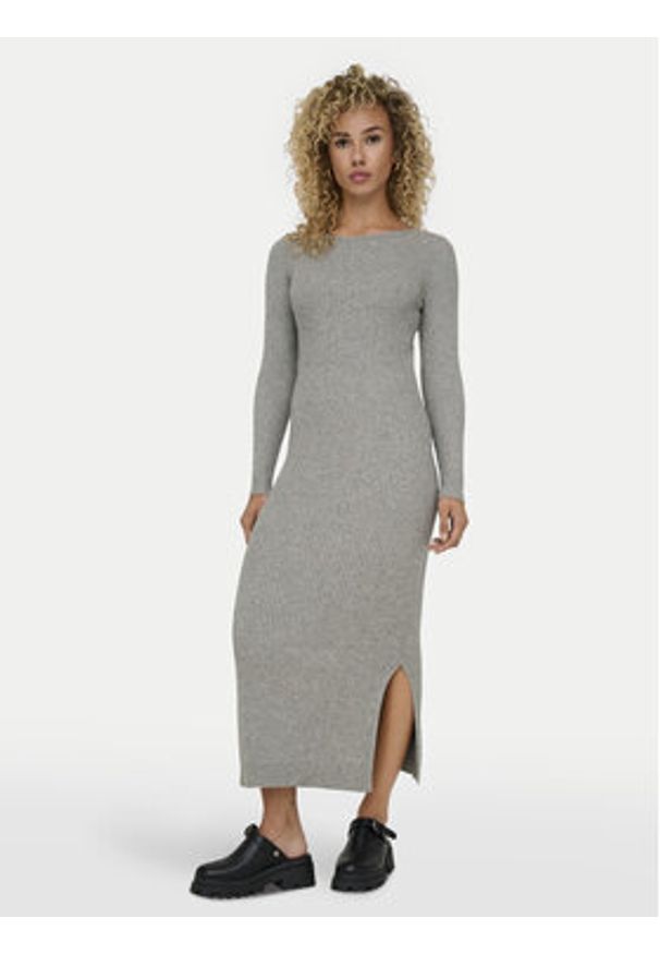 only - ONLY Sukienka dzianinowa Katia 15324649 Szary Slim Fit. Kolor: szary. Materiał: syntetyk