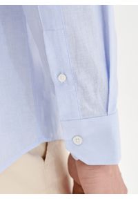 Pako Lorente - PAKO LORENTE - Niebieska koszula męska z lnem. Kolor: niebieski, biały. Materiał: len. Długość rękawa: długi rękaw. Długość: długie. Sezon: wiosna #8