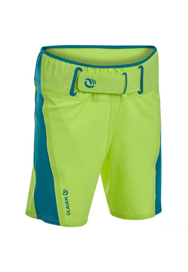 OLAIAN - Spodenki Surfing Bs 550 Dla Dzieci. Kolor: żółty. Materiał: poliester, materiał, elastan