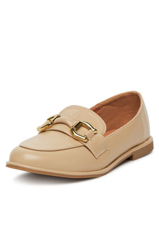 DeeZee Loafersy Y066 Beżowy. Kolor: beżowy. Materiał: skóra