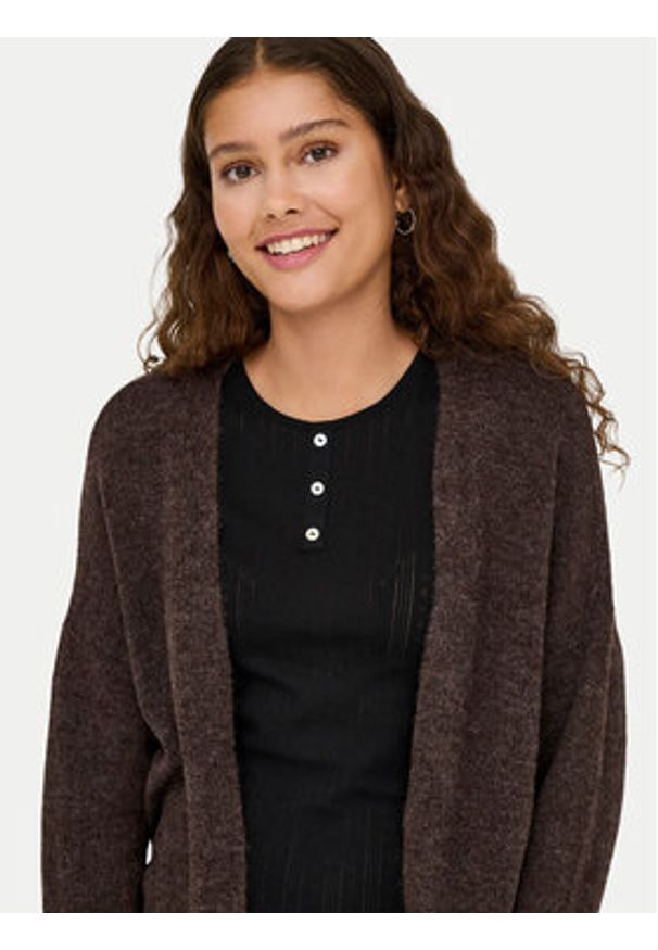 only - ONLY Kardigan Talio 15358604 Brązowy Regular Fit. Kolor: brązowy. Materiał: syntetyk