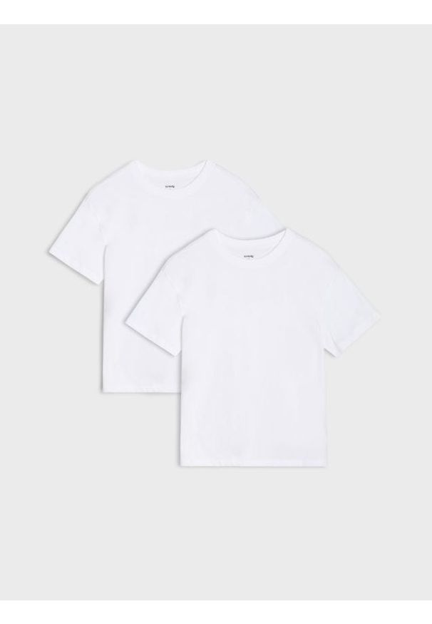 Sinsay - Koszulki w stylu basic 2 pack - biały. Kolor: biały
