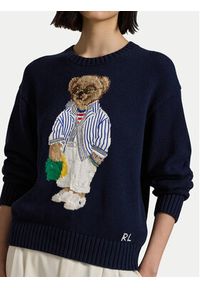 Polo Ralph Lauren Sweter 211959288001 Granatowy Relaxed Fit. Typ kołnierza: polo. Kolor: niebieski. Materiał: bawełna #5