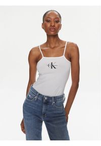 Calvin Klein Jeans Body Monologo J20J223421 Biały Slim Fit. Kolor: biały. Materiał: bawełna