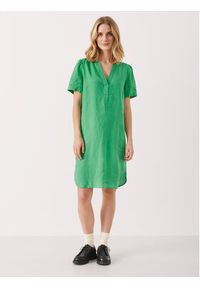 Part Two Sukienka codzienna Aminase 30306783 Zielony Regular Fit. Okazja: na co dzień. Kolor: zielony. Materiał: len. Typ sukienki: proste. Styl: casual #2