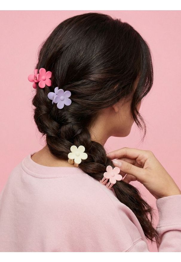 Sinsay - Spinki do włosów w kształcie kwiata 4 pack - wielobarwny