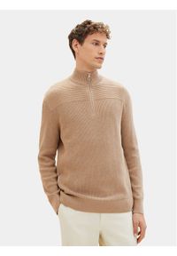 Tom Tailor Sweter 1038315 Brązowy Regular Fit. Kolor: brązowy. Materiał: bawełna