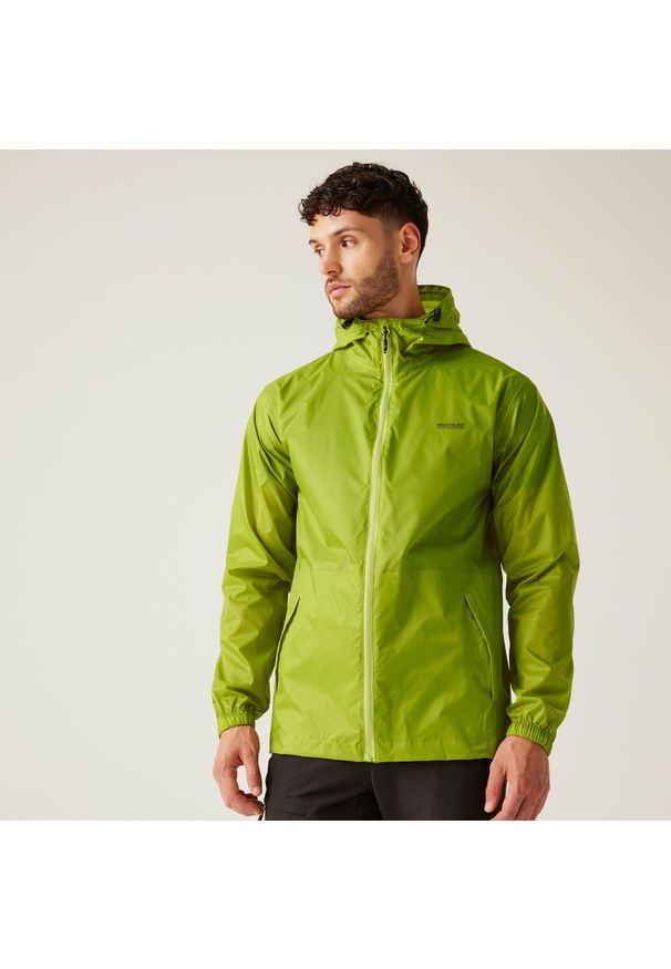 Regatta - Kurtka przeciwdeszczowa dla mężczyzn z kapturem. Typ kołnierza: kaptur. Kolor: zielony. Sport: turystyka piesza