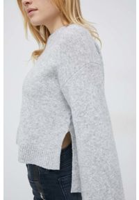 Calvin Klein Jeans sweter z domieszką wełny damski kolor szary lekki z półgolfem. Kolor: szary. Materiał: wełna #5