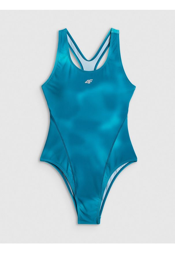 4f - 4F Kostium kąpielowy jednoczęściowy damski - turkusowy XXL. Kolor: turkusowy. Materiał: materiał, skóra