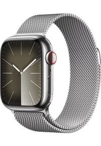 APPLE - Smartwatch Apple Watch 9 GPS + Cellular 41mm Silver Stainless Steel Srebrny (MRJ43QP/A). Rodzaj zegarka: smartwatch. Kolor: srebrny