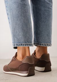 Born2be - Brązowe Sneakersy Casualowe z Imitacji Zamszu z Podeszwą z Bieżnikiem Alevtina. Okazja: na co dzień. Zapięcie: sznurówki. Kolor: brązowy. Materiał: zamsz #3