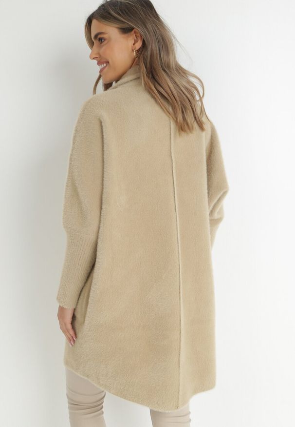 Born2be - Beżowy Płaszcz z Bawełną Oversize Klepheia. Okazja: na co dzień. Kolor: beżowy. Materiał: bawełna. Wzór: jednolity. Styl: casual