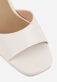 Renee - Białe Sandały VICES na Słupku z Grubą Podeszwą i Skórzaną Wkładką Aziluna. Zapięcie: pasek. Kolor: biały. Materiał: skóra. Obcas: na słupku. Styl: elegancki #2