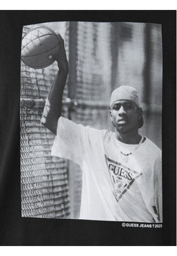 Guess Jeans T-Shirt M5BI3K K8FQ4 Czarny Regular Fit. Kolor: czarny. Materiał: bawełna