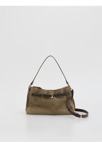 Reserved - Zamszowa torebka na ramię - beżowy. Kolor: beżowy. Materiał: zamszowe. Rodzaj torebki: na ramię #1