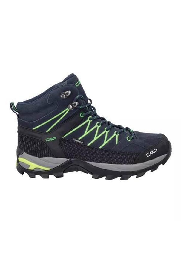 Buty trekkingowe męskie CMP Rigel Mid Trekking. Wysokość cholewki: za kostkę. Zapięcie: sznurówki. Kolor: wielokolorowy, czarny, niebieski. Materiał: skóra, tkanina, zamsz, materiał, syntetyk. Szerokość cholewki: normalna. Sport: turystyka piesza