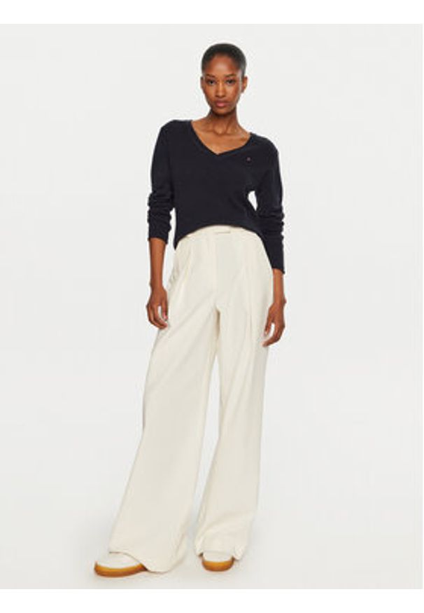 TOMMY HILFIGER - Tommy Hilfiger Sweter WW0WW43505 Granatowy Regular Fit. Kolor: niebieski. Materiał: wełna