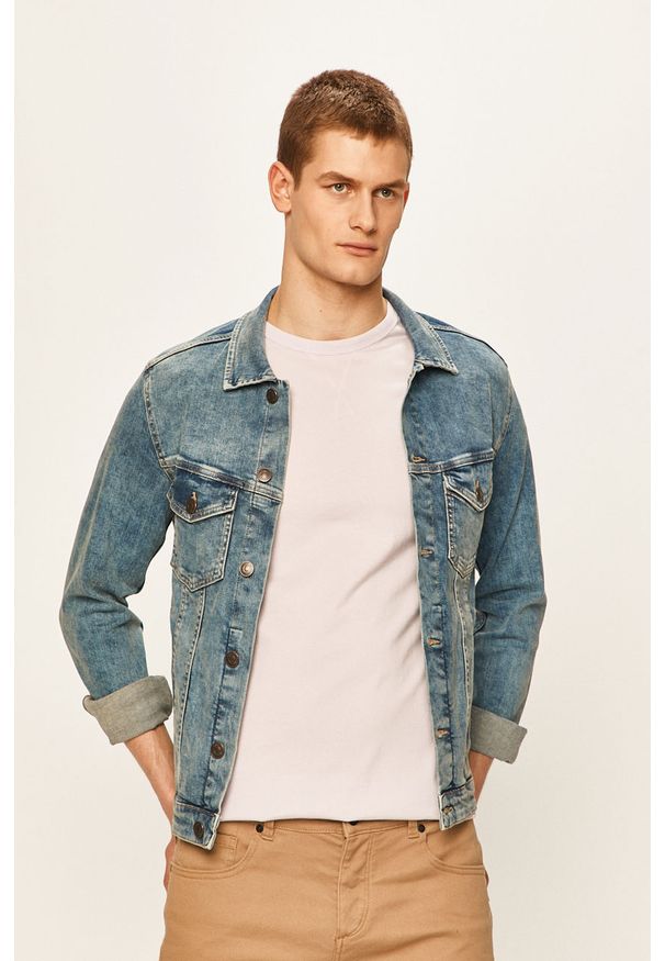 Jack & Jones - Kurtka jeansowa. Typ kołnierza: bez kaptura. Kolor: niebieski. Materiał: jeans