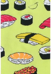 His Story - Tematyczne Skarpetki Bawełniane - Sushi na Żółtym Tle. Kolor: żółty, złoty, wielokolorowy. Materiał: elastan, bawełna, poliamid #4