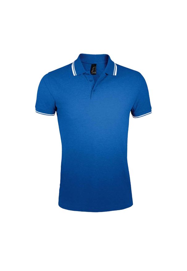 SOL'S - Męska Koszulka Polo Pasadena. Typ kołnierza: polo. Kolor: niebieski, wielokolorowy, biały