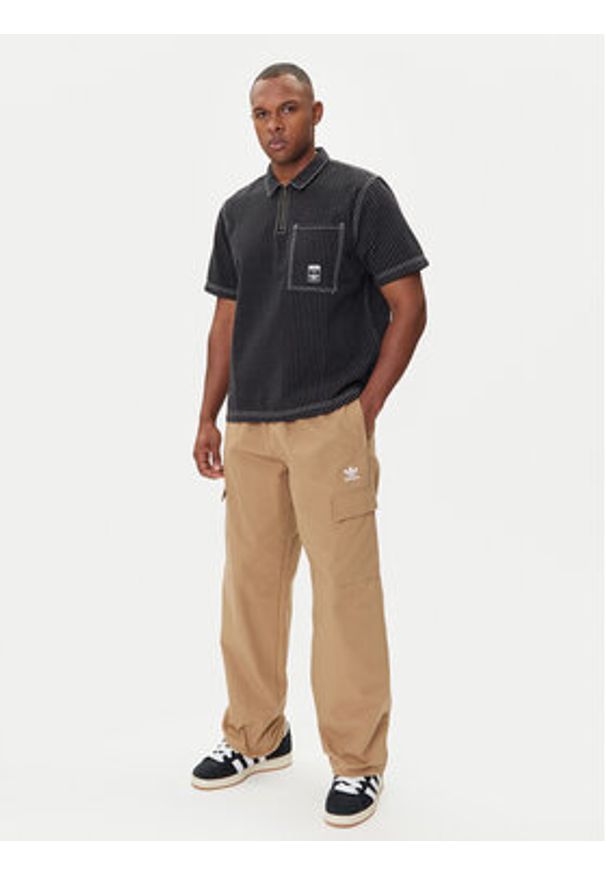 Adidas - adidas Polo Wabash JW0171 Czarny Loose Fit. Typ kołnierza: polo. Kolor: czarny. Materiał: bawełna