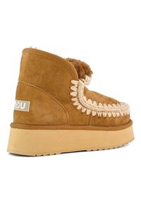 Mou - MOU Mini Eskimo Platform Boot Śniegowce damskie. Kolor: brązowy. Materiał: materiał, guma, wełna, zamsz. Szerokość cholewki: normalna. Sezon: zima. Obcas: na platformie. Styl: boho, elegancki #2