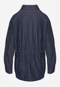 Renee - Granatowa Koszula z Bawełny Ściągana w Talii Troczkami Hettia. Kolor: niebieski. Materiał: bawełna. Styl: elegancki #4