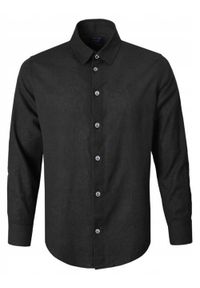 Koszula Weekendowa o Prostym Kroju - Pako Jeans - Len z Bawełmną, Czarna. Okazja: na co dzień. Kolor: czarny. Materiał: len, bawełna. Styl: casual