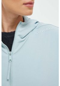 Calvin Klein Performance bluza treningowa Essentials kolor niebieski z kapturem gładka. Typ kołnierza: kaptur. Kolor: niebieski. Materiał: materiał. Długość: krótkie. Wzór: gładki #4