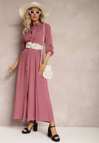 Renee - Ciemnofioletowa Sukienka Hillcrest. Kolor: fioletowy. Długość rękawa: długi rękaw. Typ sukienki: koszulowe. Długość: maxi #4