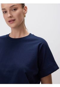 Reserved - T-shirt kimono - granatowy. Kolor: niebieski. Materiał: bawełna, dzianina