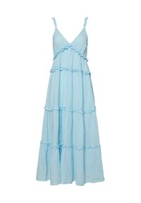 YAS Sukienka letnia Anina 26038014 Błękitny Regular Fit. Kolor: niebieski. Materiał: bawełna. Sezon: lato