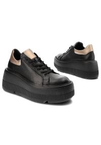 Czarne Sneakersy Armodo Modne Obuwie Damskie Na Platformie. Zapięcie: sznurówki. Kolor: czarny. Materiał: jeans, skóra. Obcas: na platformie. Sport: turystyka piesza #9