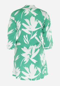 Born2be - Zielona Sukienka Kopertowa w Kwiaty Deniece. Kolor: zielony. Materiał: tkanina. Wzór: kwiaty. Typ sukienki: kopertowe #3