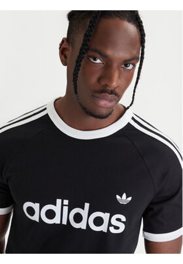 Adidas - adidas T-Shirt 3-Stripes Ringer KF0417 Czarny Slim Fit. Kolor: czarny. Materiał: bawełna