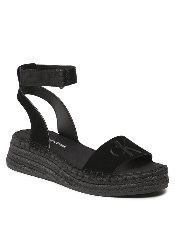 Espadryle Calvin Klein Jeans Sporty Wedge Rope Su Con YW0YW00977 Black BDS. Kolor: czarny. Materiał: zamsz, skóra. Styl: sportowy