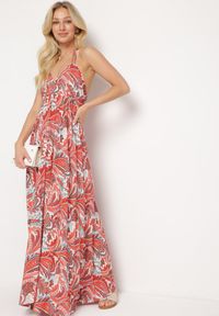 Born2be - Pomarańczowa Wiskozowa Sukienka z Wiązaniem na Szyi Ściągana pod Biustem Viseri. Okazja: na co dzień. Typ kołnierza: dekolt w kształcie V. Kolor: pomarańczowy. Materiał: wiskoza. Typ sukienki: proste. Styl: casual, elegancki #4