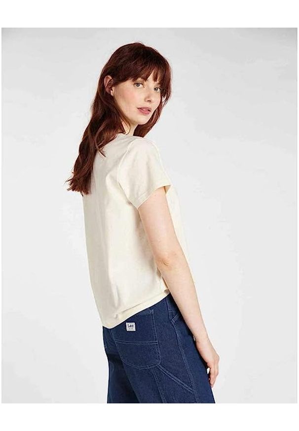 Lee - LEE SUSTAINABLE TEE DAMSKI T-SHIRT KOSZULKA ECRU MELE L42AEC48 112109291