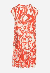 Born2be - Pomarańczowa Bawełniana Sukienka z Abstrakcyjnym Wzorem Lioraia. Okazja: na co dzień. Typ kołnierza: dekolt w kształcie V. Kolor: pomarańczowy. Materiał: bawełna. Długość rękawa: krótki rękaw. Typ sukienki: proste. Styl: casual, elegancki #3