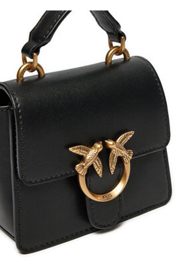 Pinko Torebka Love One Top Handle Micro Light AI 24-25 PCPL 102740 A0F1 Czarny. Kolor: czarny. Materiał: skórzane