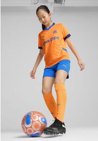 Puma - Młodzieżowe szorty Olympique Marsylia 24/25 PUMA Racing Blue Fluro Orange Pes. Kolor: pomarańczowy, żółty, niebieski, wielokolorowy. Sport: piłka nożna