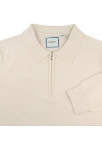 Męski, Lekki Sweter z Wiskozy z Kołnierzykiem Polo - Brave Soul - Kremowy. Typ kołnierza: polo. Kolor: brązowy, wielokolorowy, beżowy. Materiał: wiskoza, poliester, poliamid #3