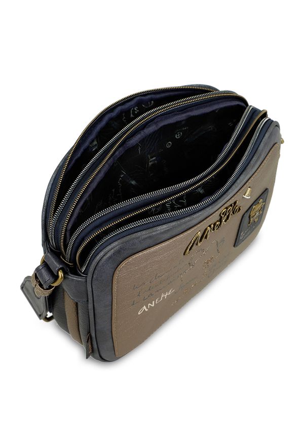 Brązowa Torebka Anekke Stylowa Listonoszka Damska. Kolor: brązowy. Wzór: haft, aplikacja. Dodatki: z haftem. Materiał: zdobione. Styl: elegancki. Rodzaj torebki: na ramię