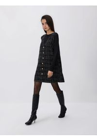 Reserved - Tweedowa sukienka mini - wielobarwny. Materiał: tkanina. Typ sukienki: proste. Długość: mini #1